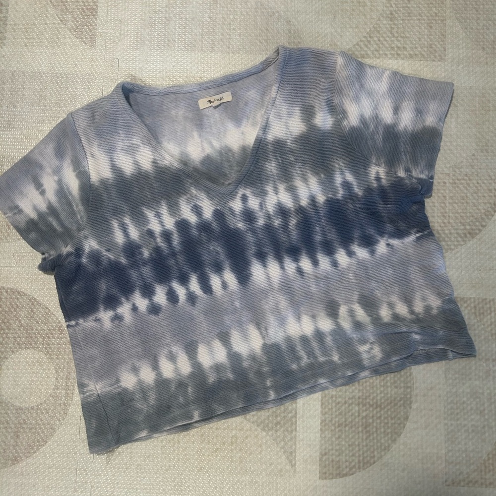 Madewell Blue Tie-Dye Crop Top